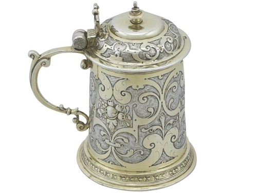 Antique german silver tankard - german,